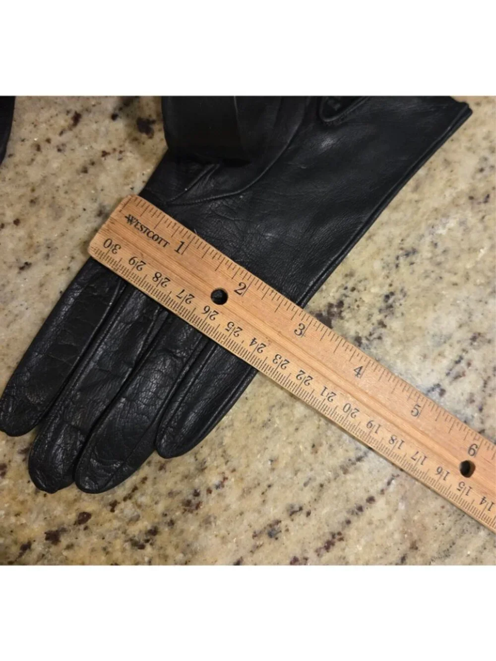 Vintage Womens Size S / 6.5 Black Leather Embroidered Flower Formal Gloves Italy